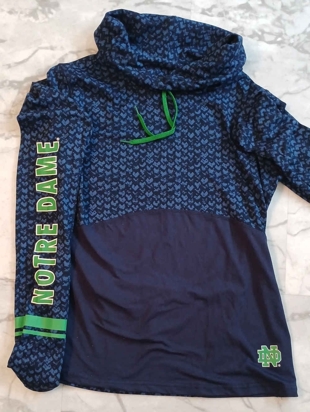 Colosseum Fighting Irish Notre Dame Cowl Neck Pullover Navy: Women's Large